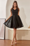 Robe de retour à la maison à col en V noir
