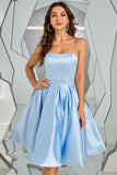 Robe de retour sans bretelles bleu ciel