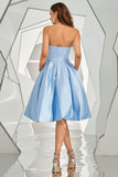 Robe de retour sans bretelles bleu ciel