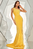 Une épaule à paillettes Sirène Longue Robe de bal