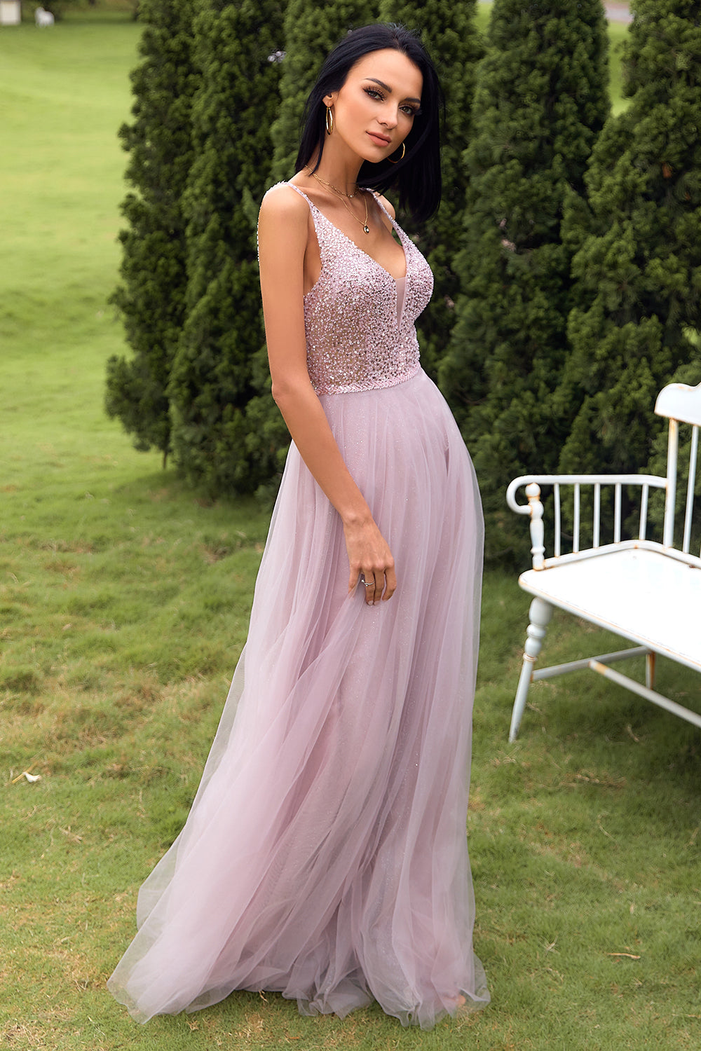 Blush Tulle & Sequins Robe de bal