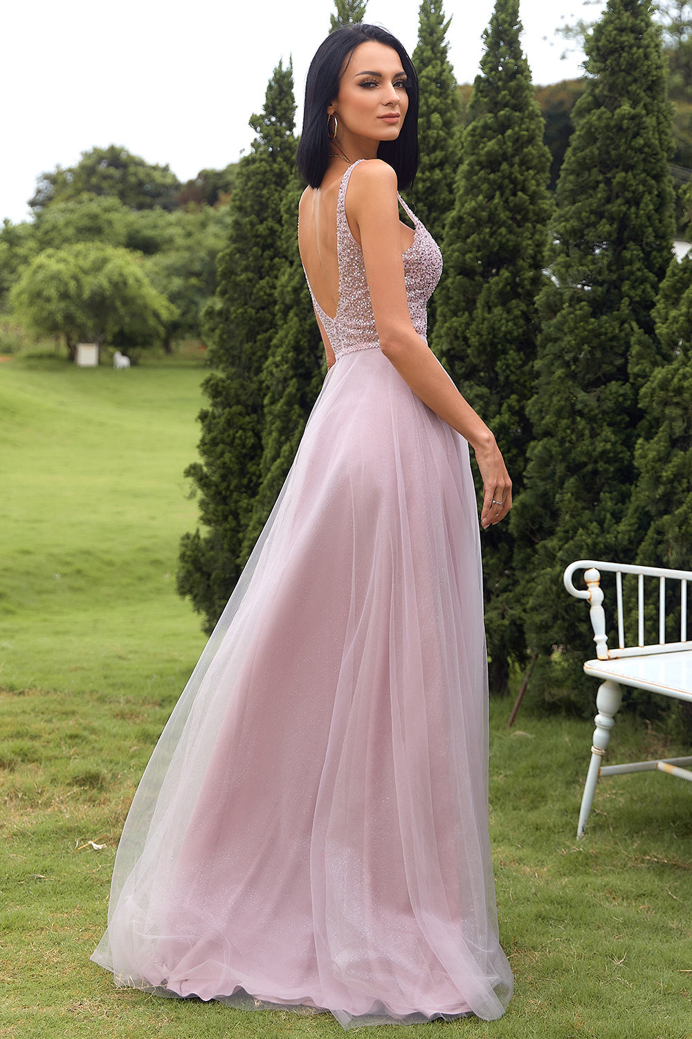 Blush Tulle & Sequins Robe de bal