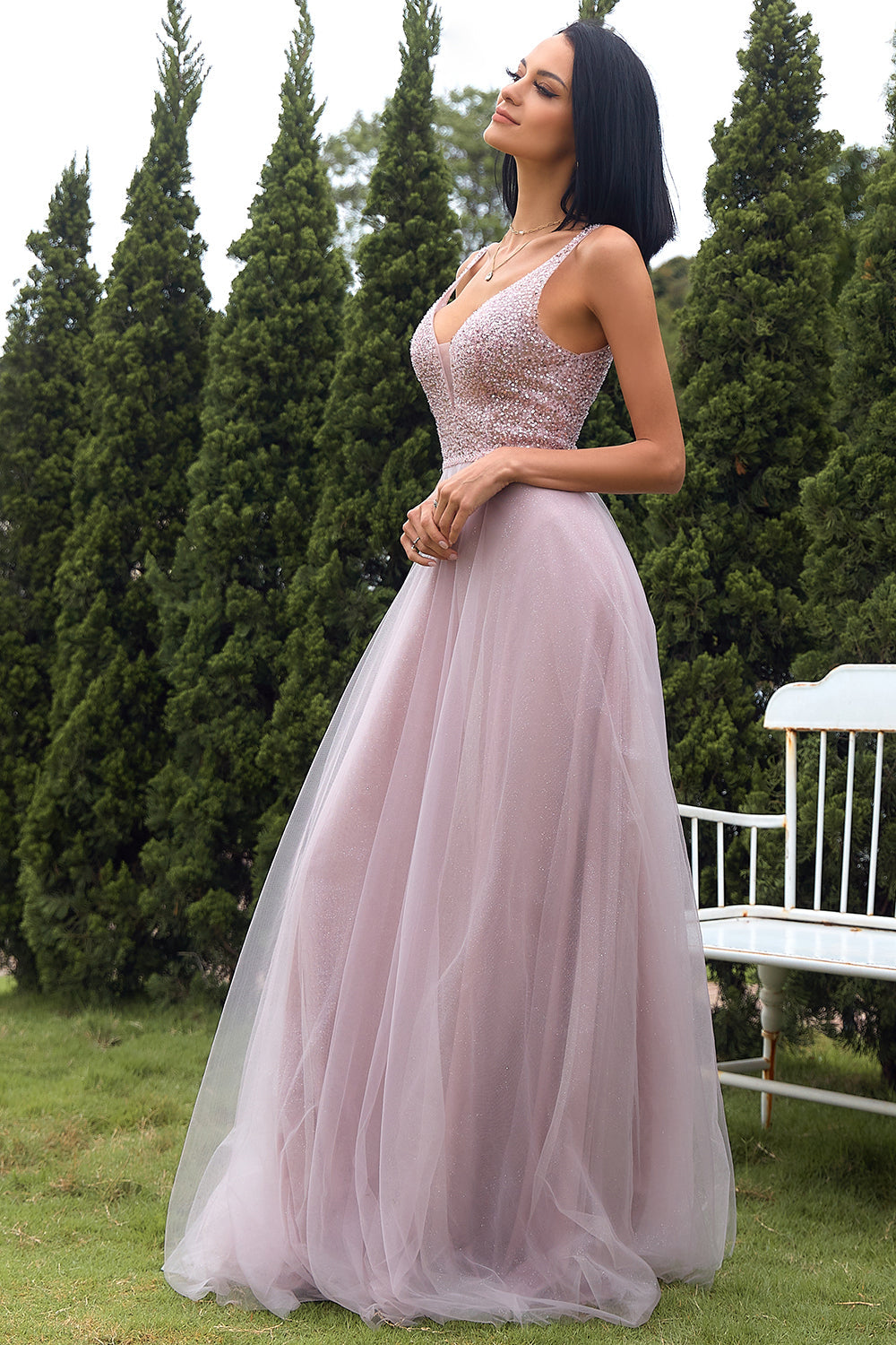 Blush Tulle & Sequins Robe de bal