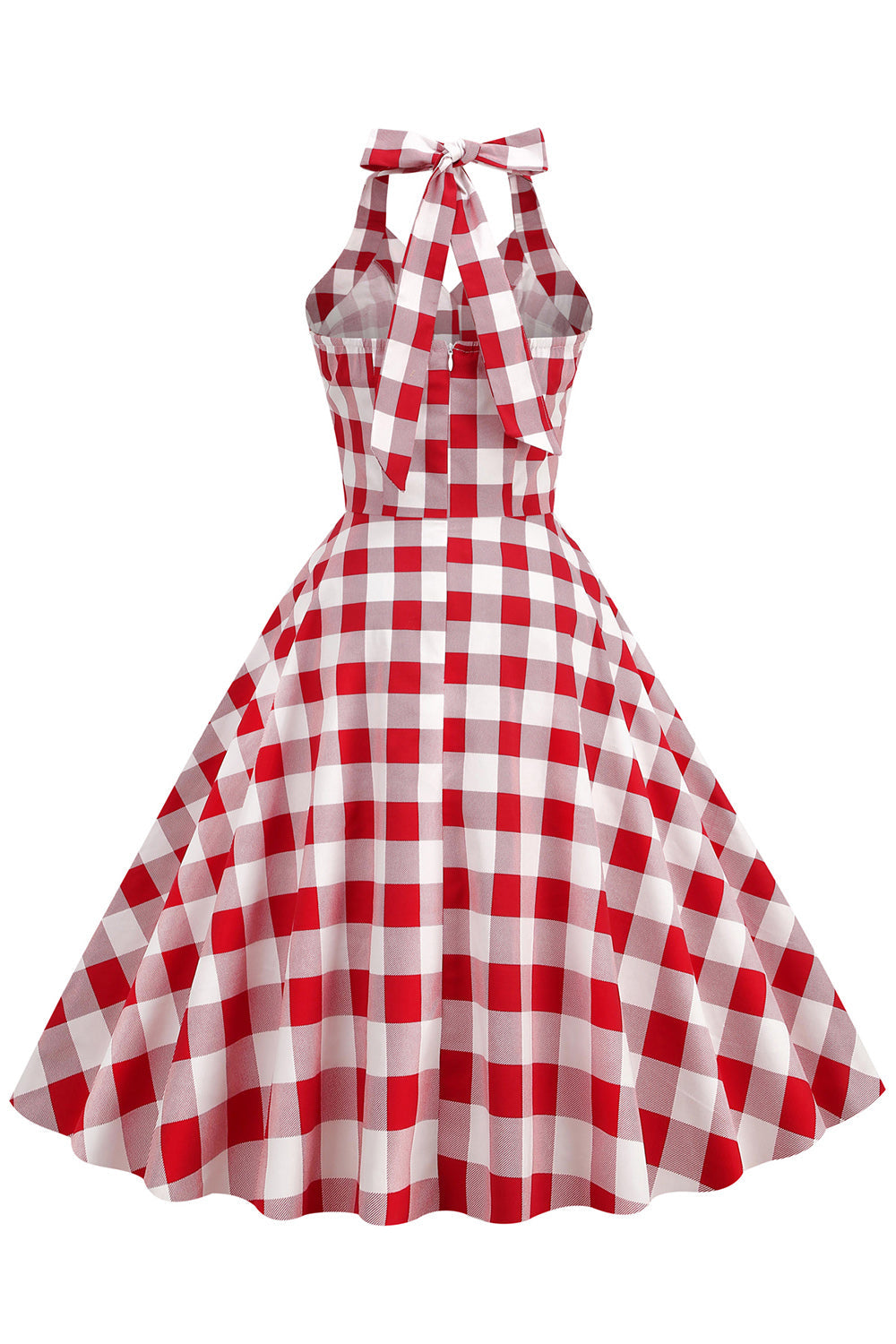 Robe balançoire Rouge Plaid Halter des années 1950