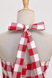 Robe balançoire Rouge Plaid Halter des années 1950