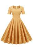 Rayures Manches Courtes 50s Swing Robe