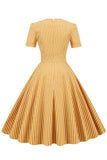 Rayures Manches Courtes 50s Swing Robe