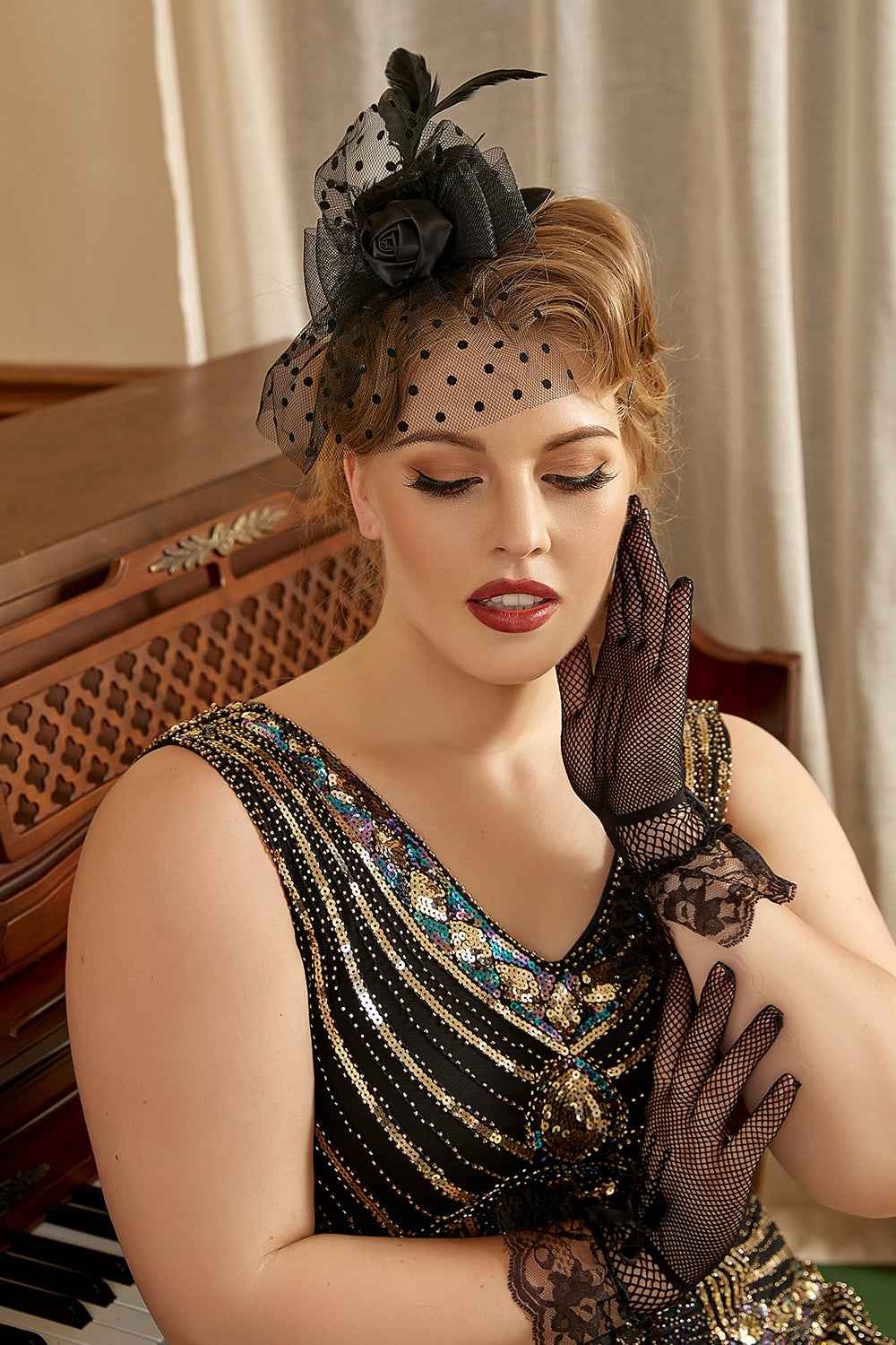 Épingles à cheveux et gants noirs Ensembles d’accessoires des années 20