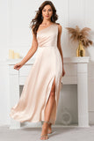 Champagne One Shoulder Sleeveless Prom Robe de bal