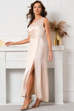 Champagne One Shoulder Sleeveless Prom Robe de bal