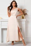 Champagne One Shoulder Sleeveless Prom Robe de bal