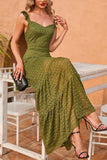 Robe longue d'été en dentelle vert armée