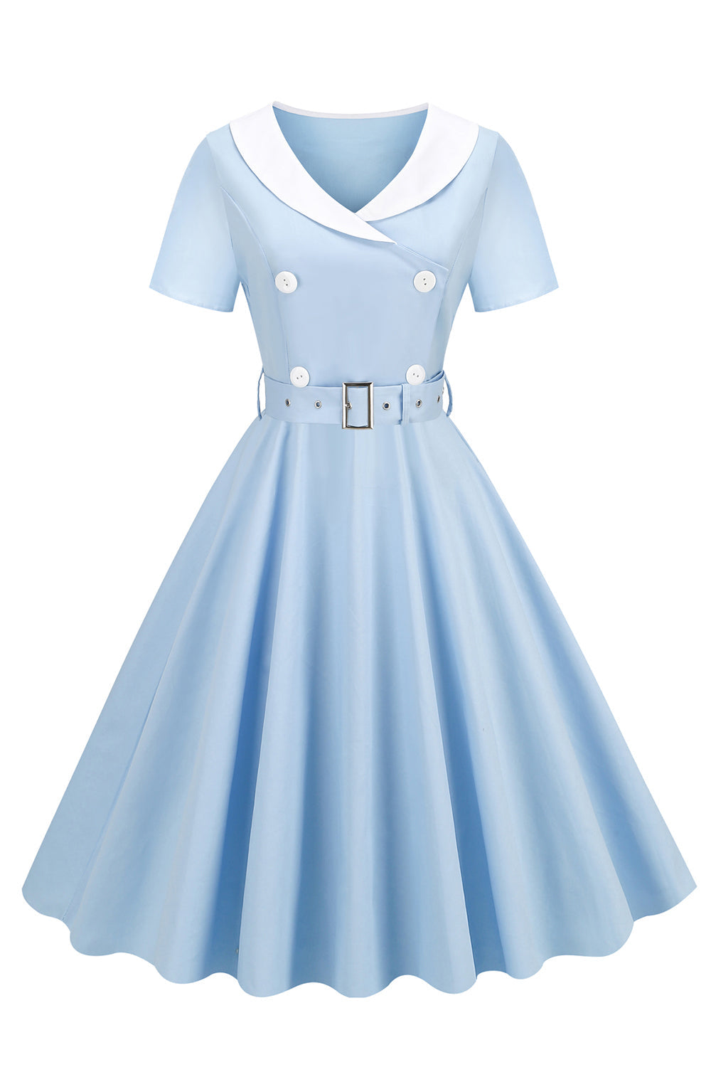 Robe swing noire des années 50 avec ceinture
