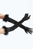 Gants de fête Gatsby noirs avec plumes