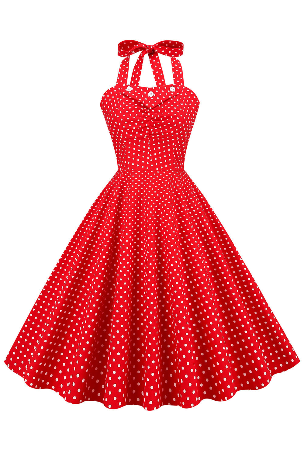 Retro Style Halter Red Polka Dots Robe des années 50