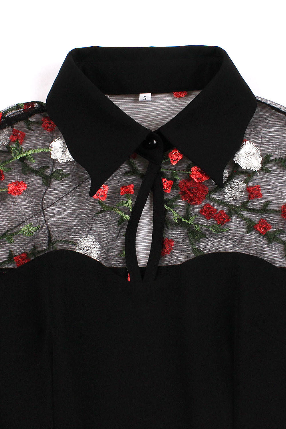 Robe d’Halloween noire à manches longues avec broderie