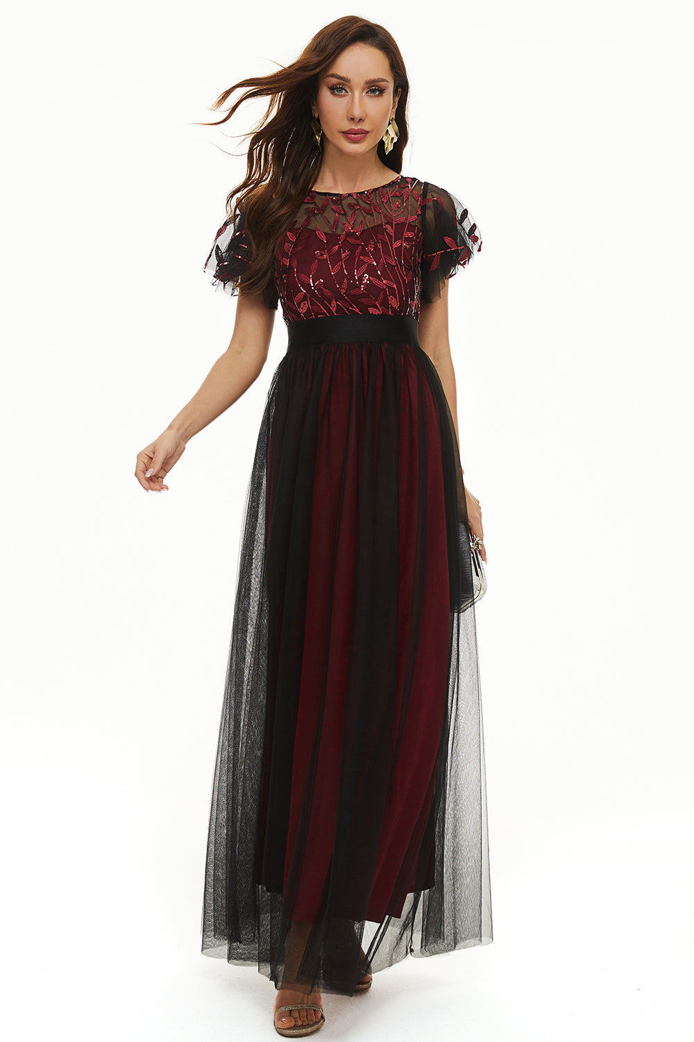 Paillettes Tulle Robe Mère de Mariée