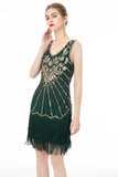 Green Sequin Fringes Robe des années 1920