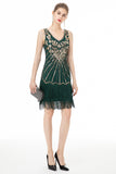 Green Sequin Fringes Robe des années 1920