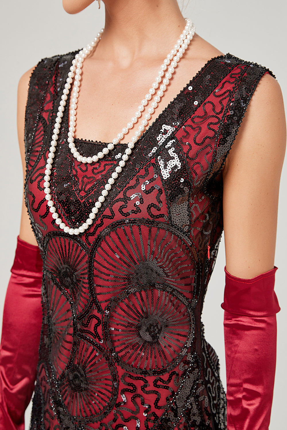 Robe à clapet vert foncé des années 20 avec franges