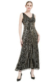 Sequin col V Midi 1920s Flapper Robe Flapper