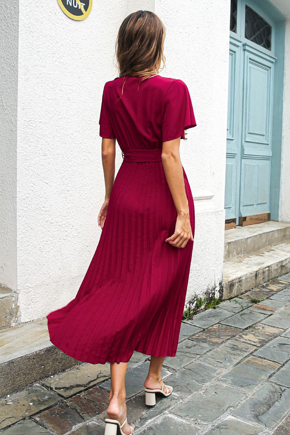 Noir V-Neck Batwing Manches Décontractée Robe Avec Ceinture