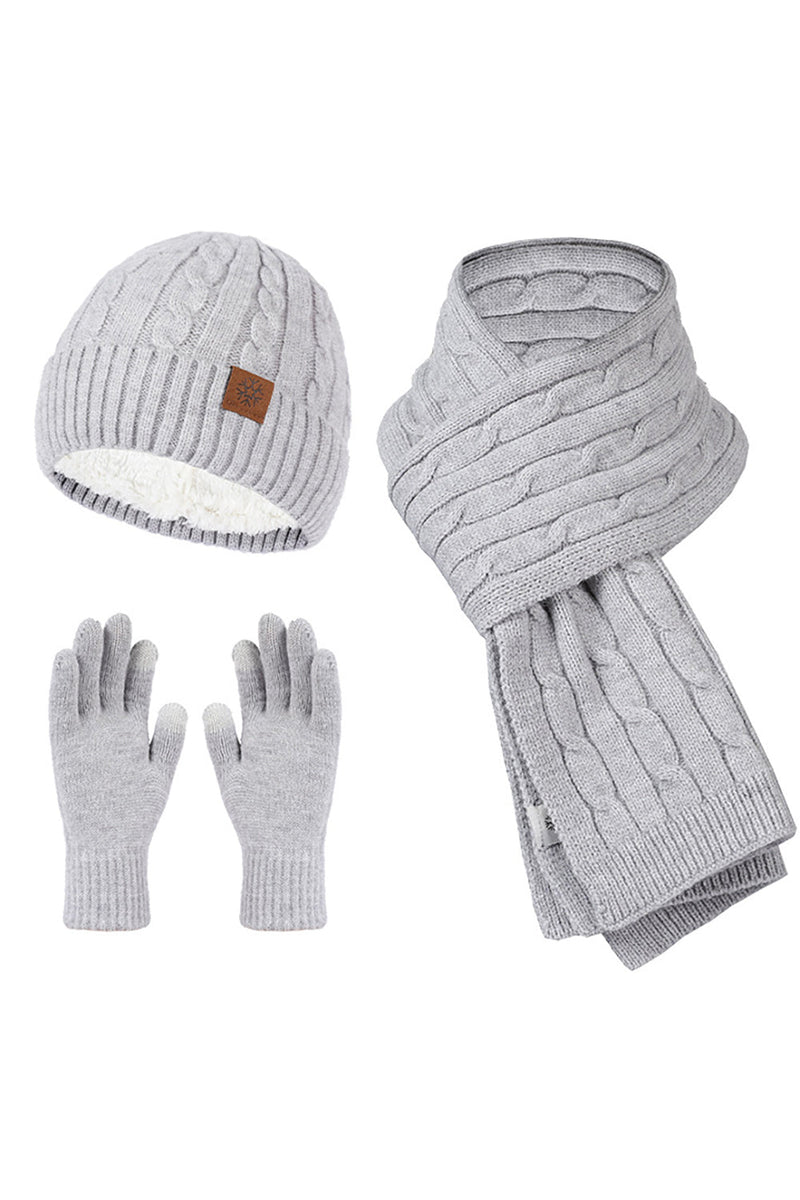 Gants de chapeau d'écharpe longue tricotée, bonnet chaud d'hiver
