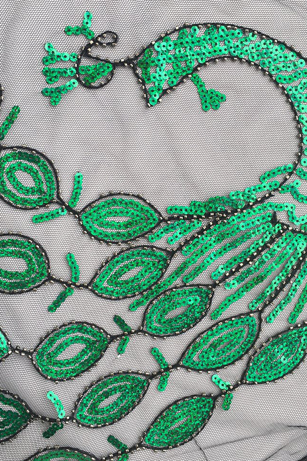 Paon à paillettes noir Cap des années 1920