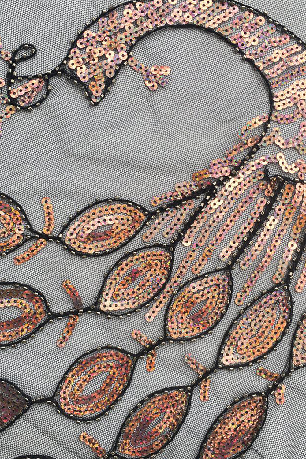 Paon à paillettes noir Cap des années 1920