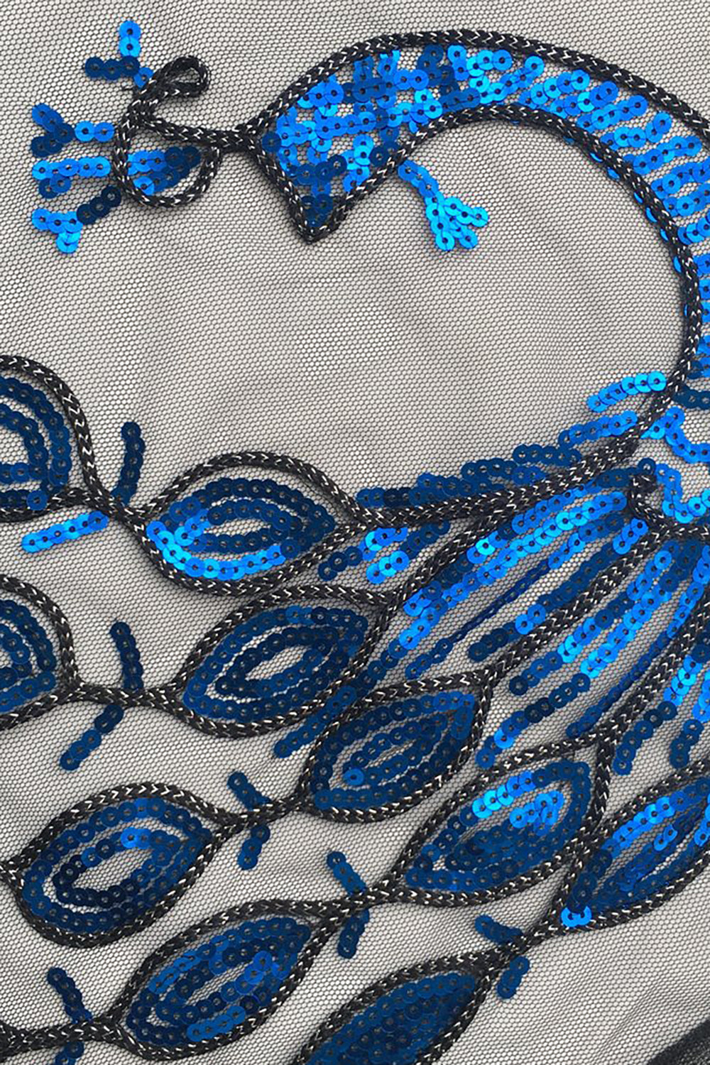 Paon à paillettes noir Cap des années 1920