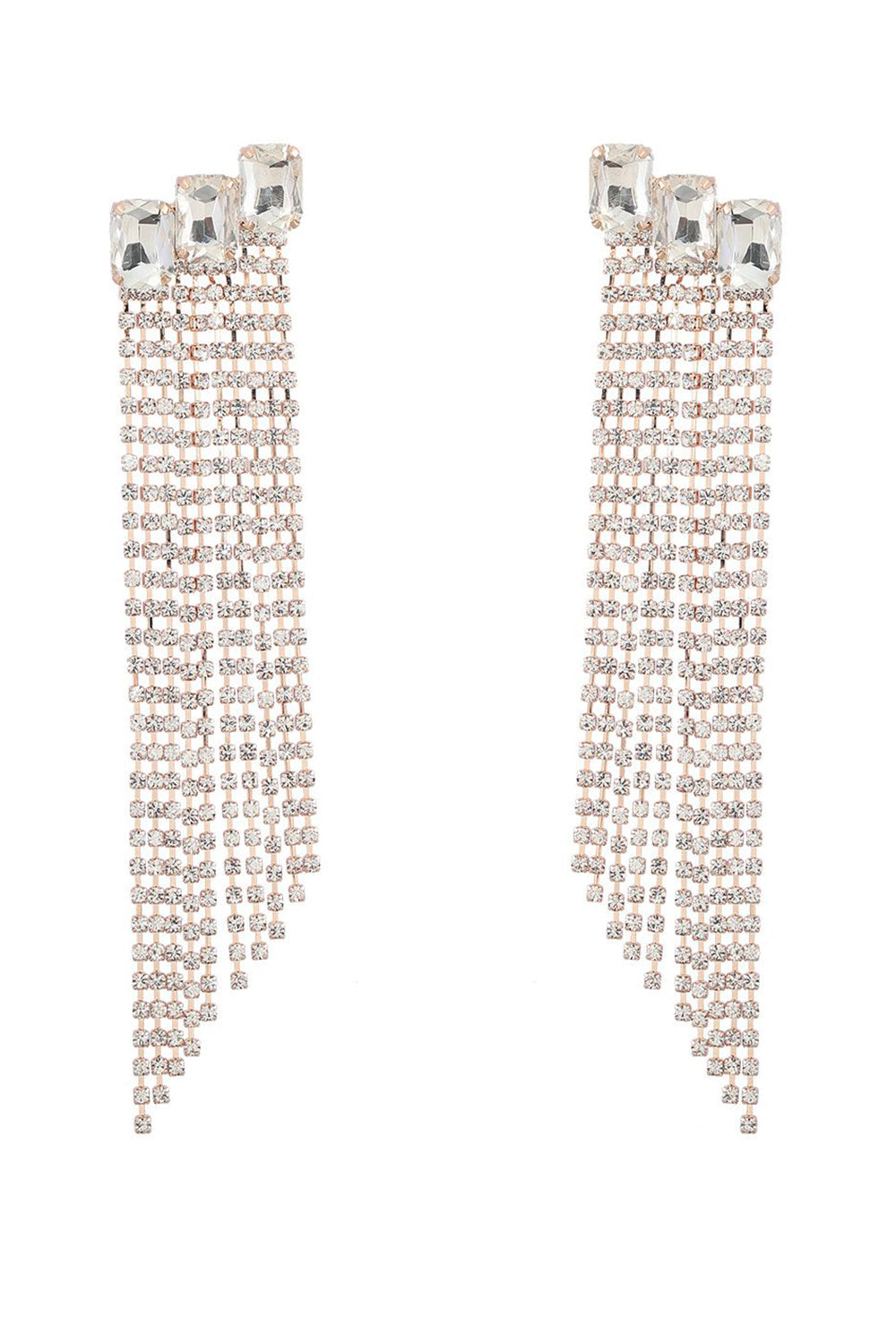 Boucles d’oreilles de fête en strass perlées Fuchsia