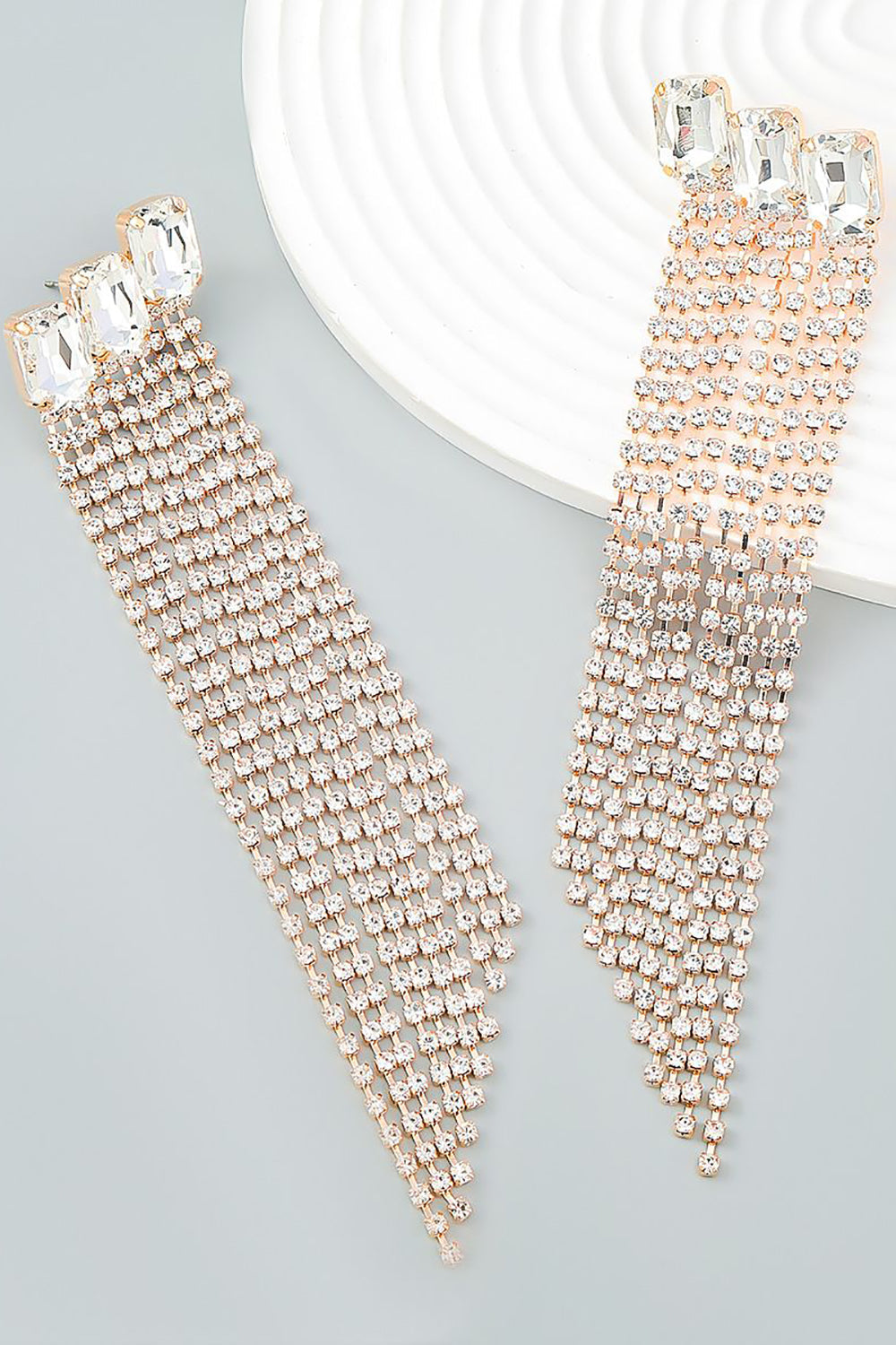 Boucles d’oreilles de fête en strass perlées Fuchsia