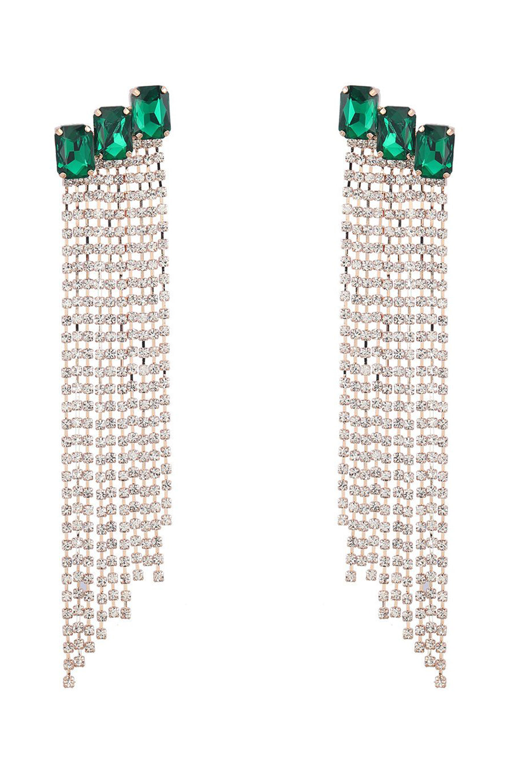 Boucles d’oreilles de fête en strass perlées Fuchsia