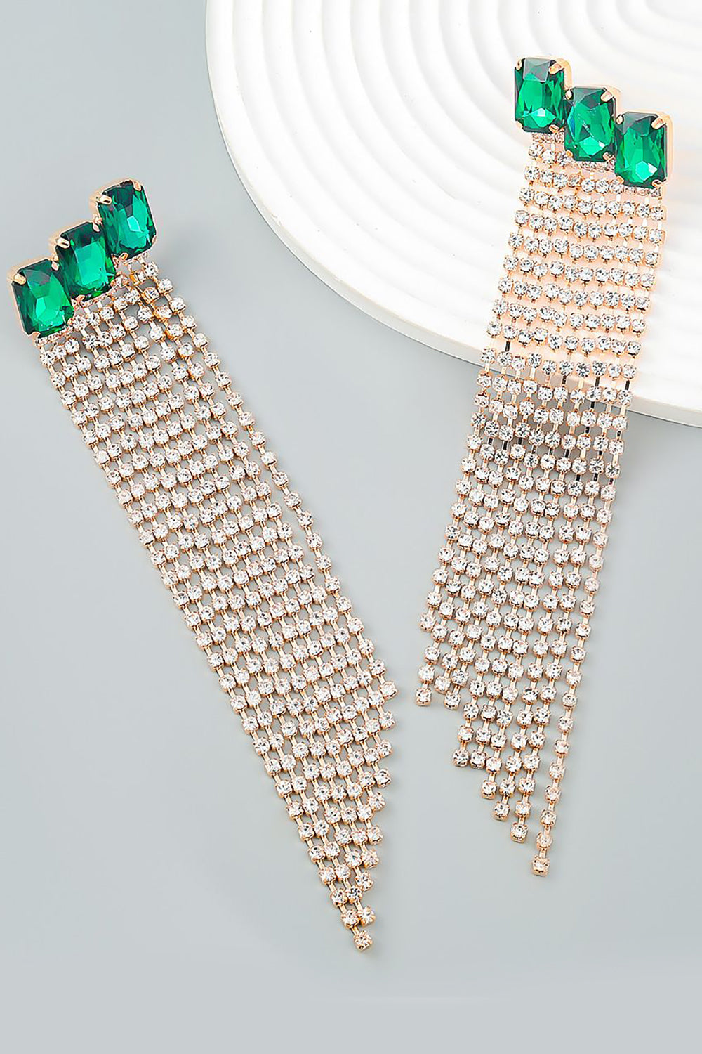 Boucles d’oreilles de fête en strass perlées Fuchsia