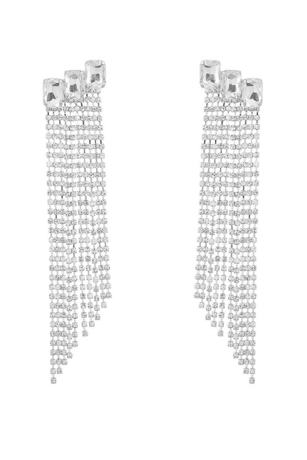 Boucles d’oreilles de fête en strass perlées Fuchsia