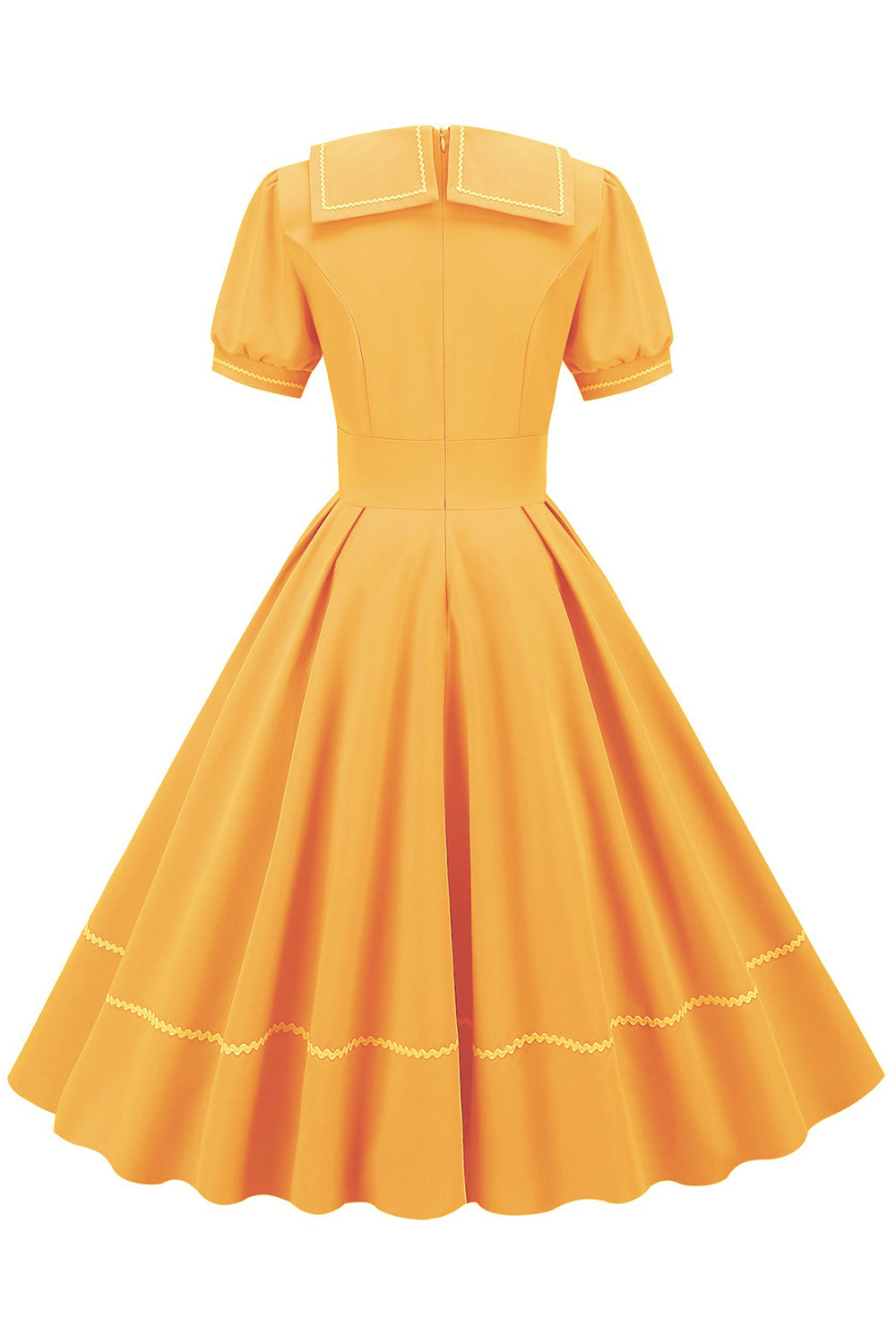 Robe bleue des années 50 de style rétro avec manches courtes