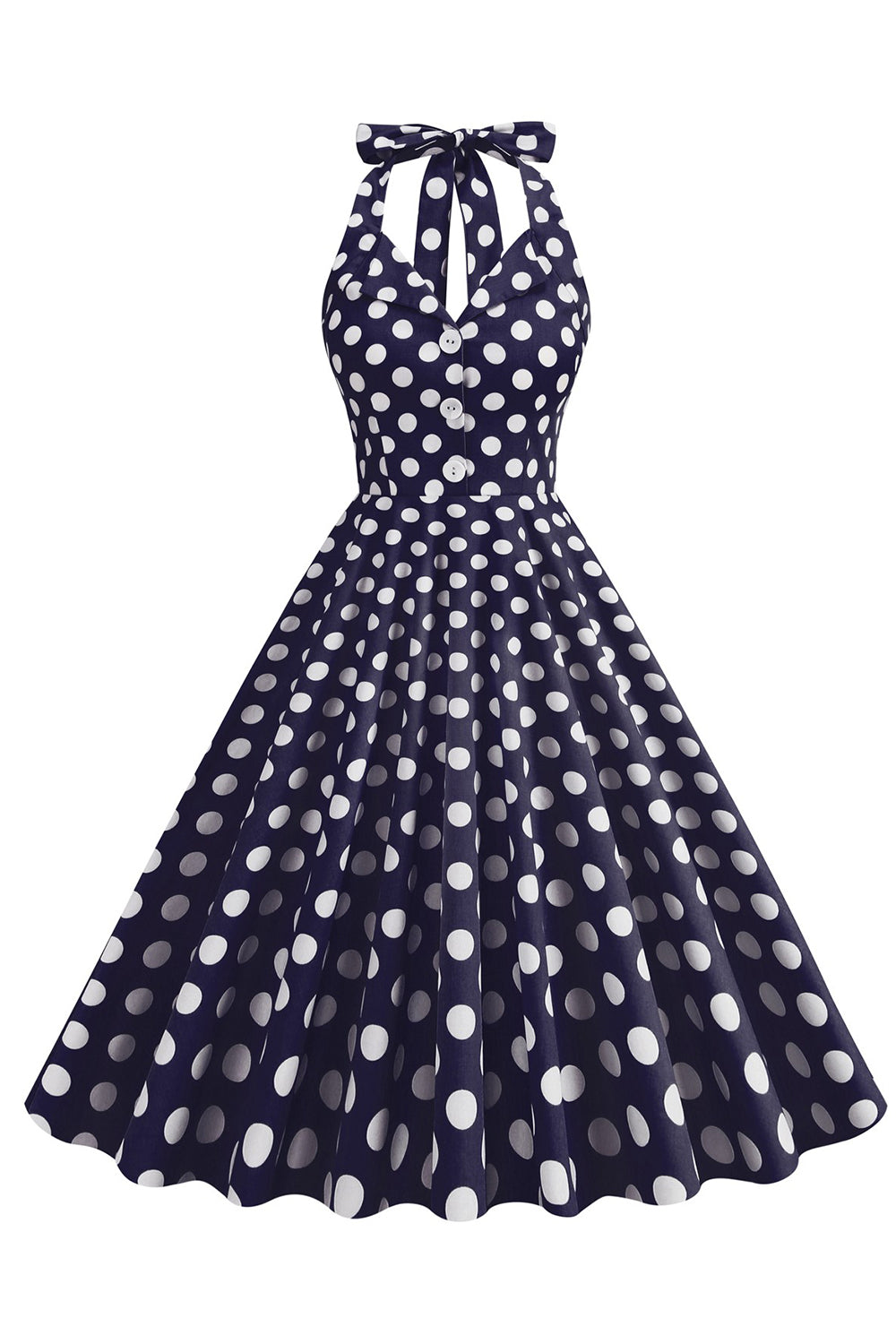 Hepburn Style Pois Bleu 1950s Robe
