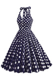 Hepburn Style Pois Bleu 1950s Robe