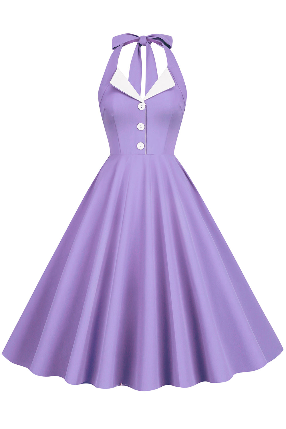 Robe Hepburn Style Halter Neck Bleu Années 50