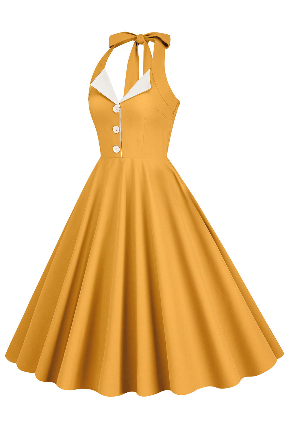 Robe Hepburn Style Halter Neck Bleu Années 50