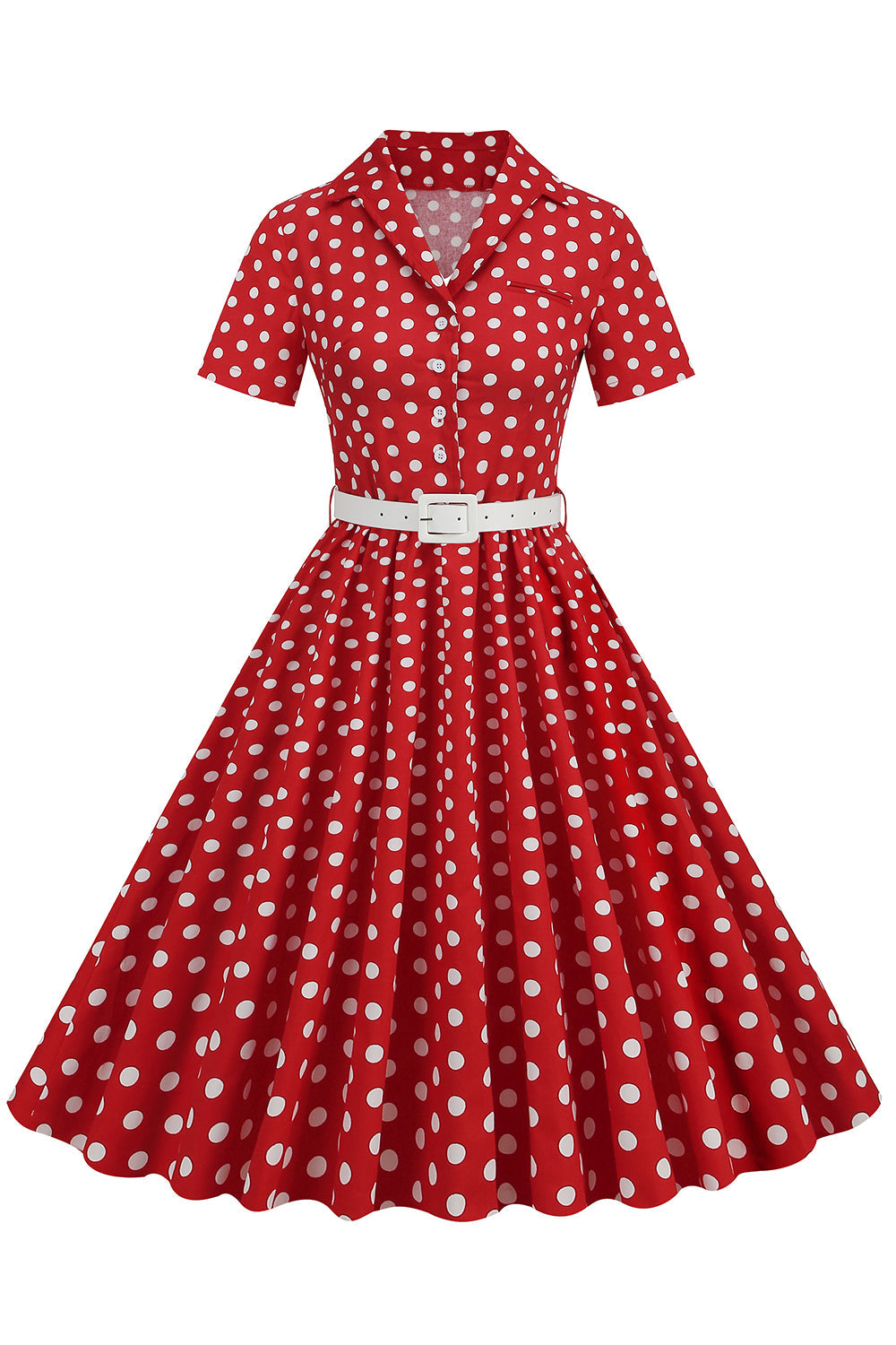 Hepburn Style V Col Blue Polka Dots 1950s Robe