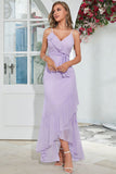 Robe d’invité de mariage asymétrique à points violets