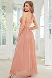 Blush Halter A Line Robe de Soirée