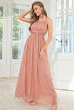 Blush Halter A Line Robe de Soirée