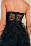 Robe de Soirée corset noir bustier avec fente