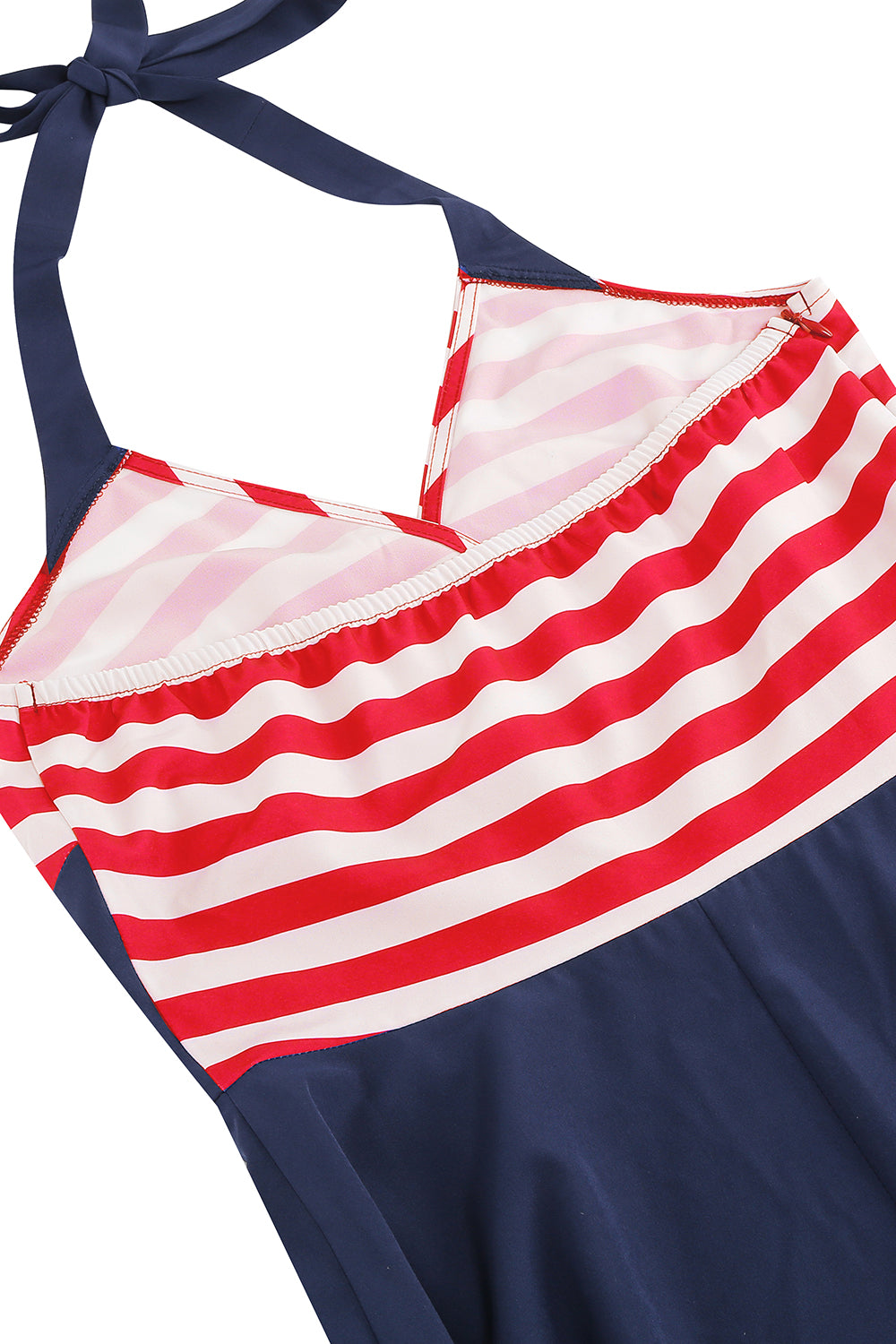 Halter Stripe Blue Swing Robe rétro avec poches