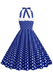Robe rouge à pois Halter des années 50