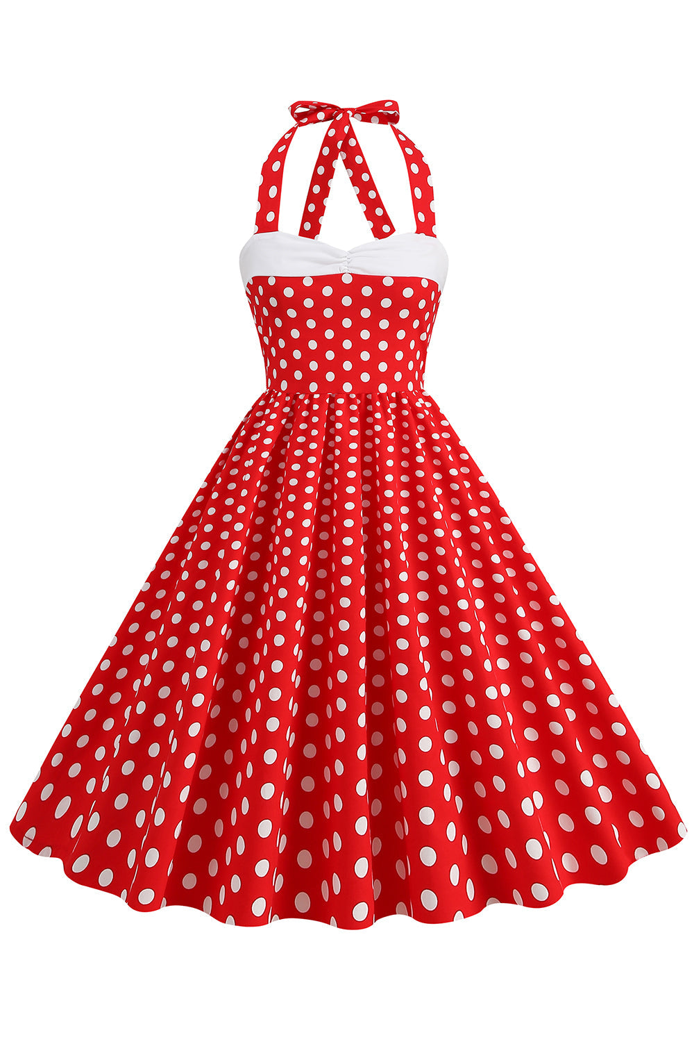 Robe rouge à pois Halter des années 50
