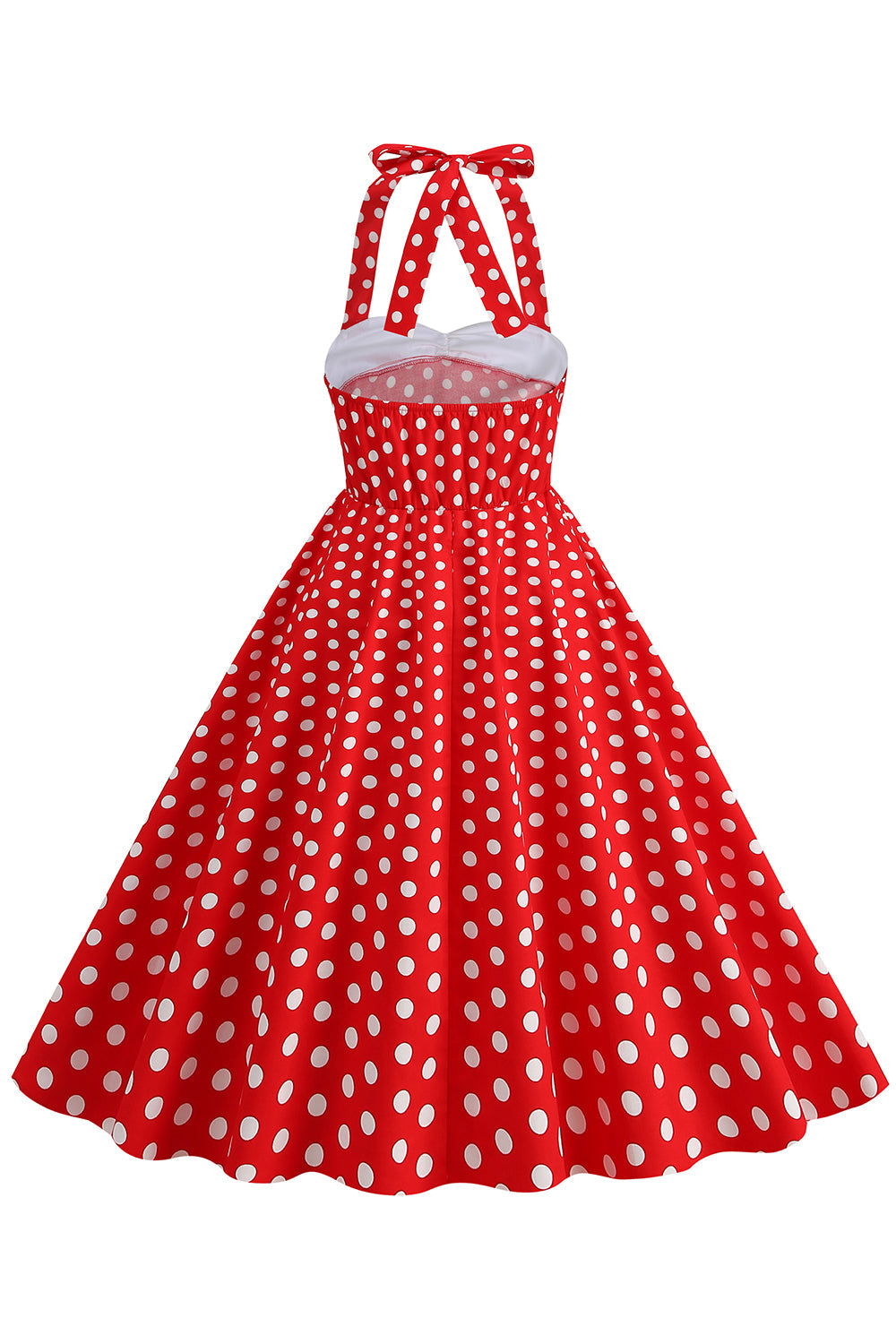 Robe rouge à pois Halter des années 50