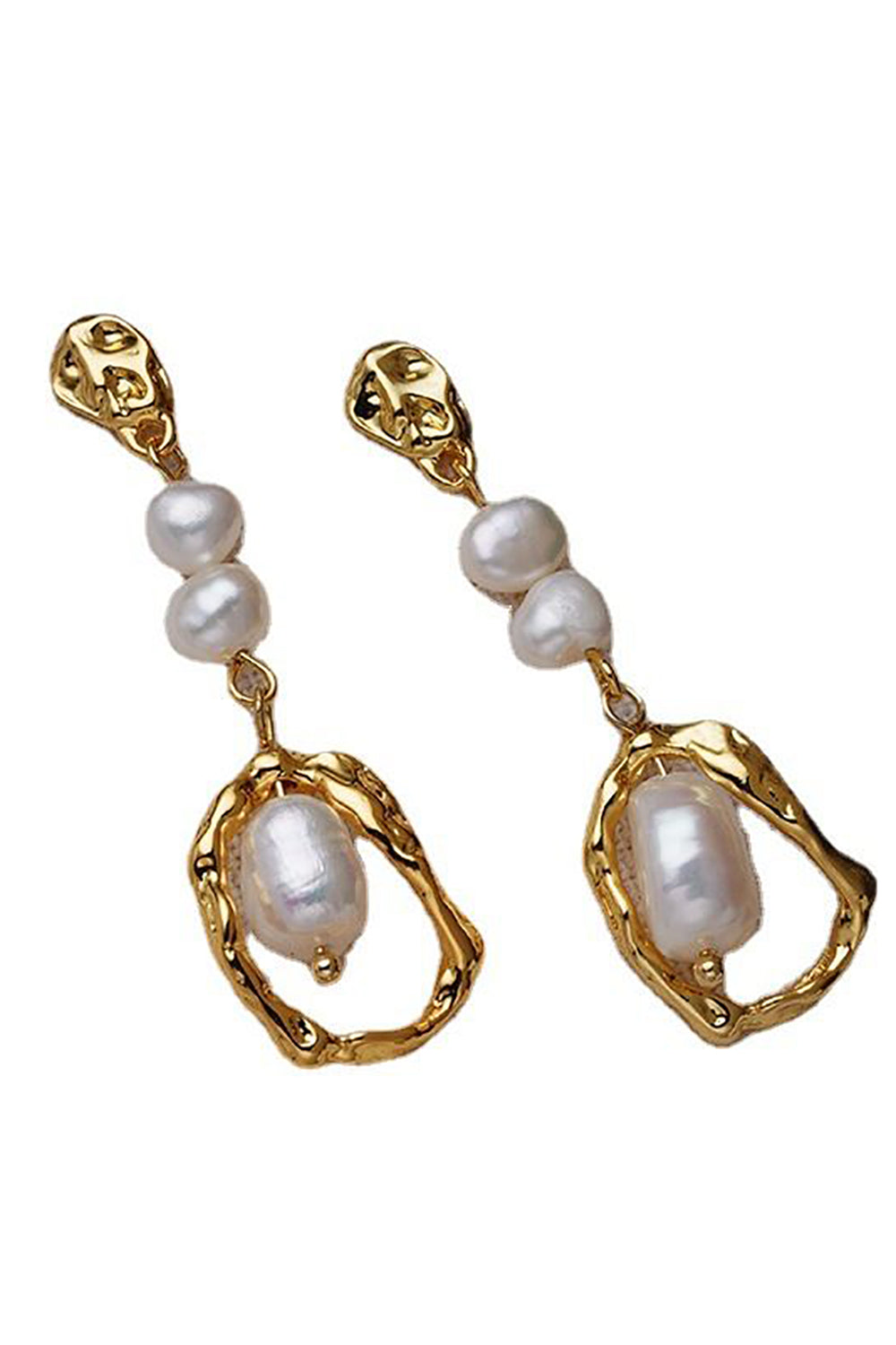 Boucles d’oreilles irrégulières Golden Pearl